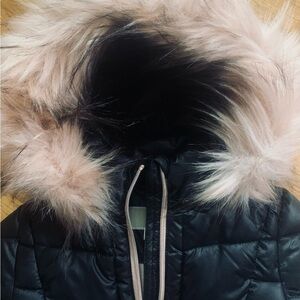 Kids Michael Kors New Black/Rose gold winter Jacket with Faux Fur Hood